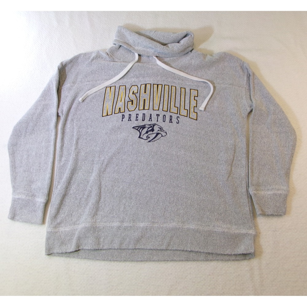 Liv Casual Nashville Predators NHL Cowl Neck Sweatshirt Gray Womens Medium